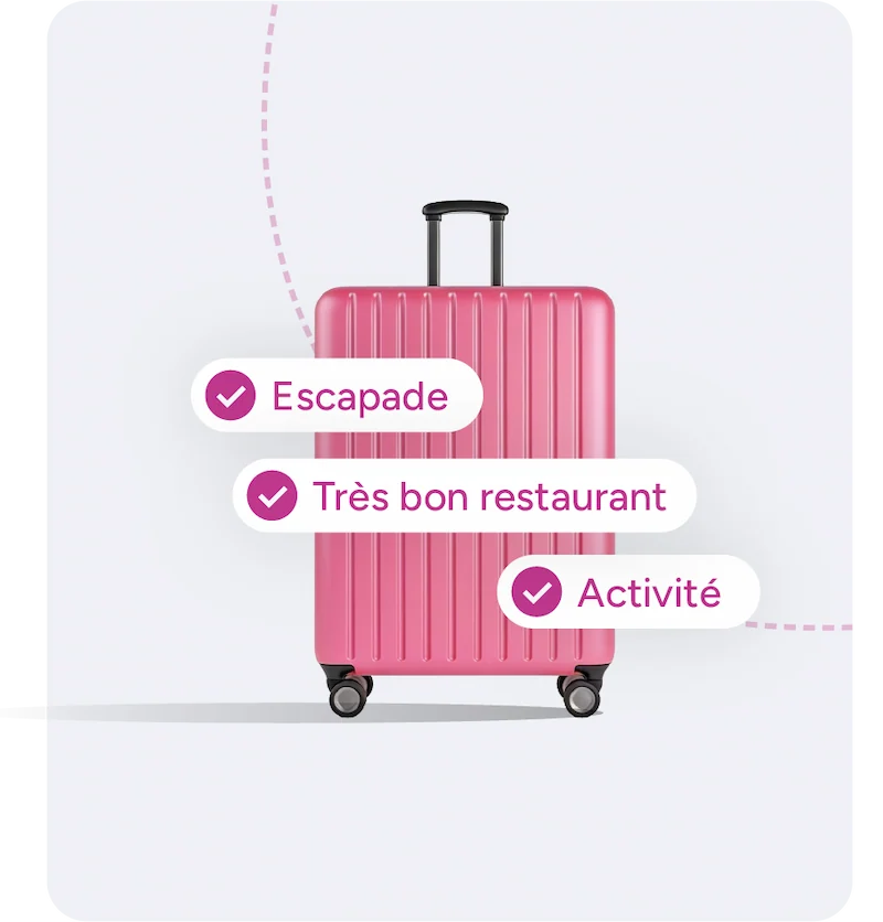 Valise rose avec bulles de choix de vacances